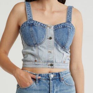 NWT BLANKNYC Blank NYC Call Back Denim Bustier tank top shirt Size M